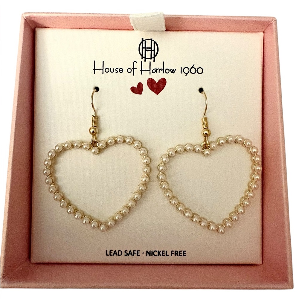 House of Harlow Women’s 1960 gold tone hook earrings with faux pearls